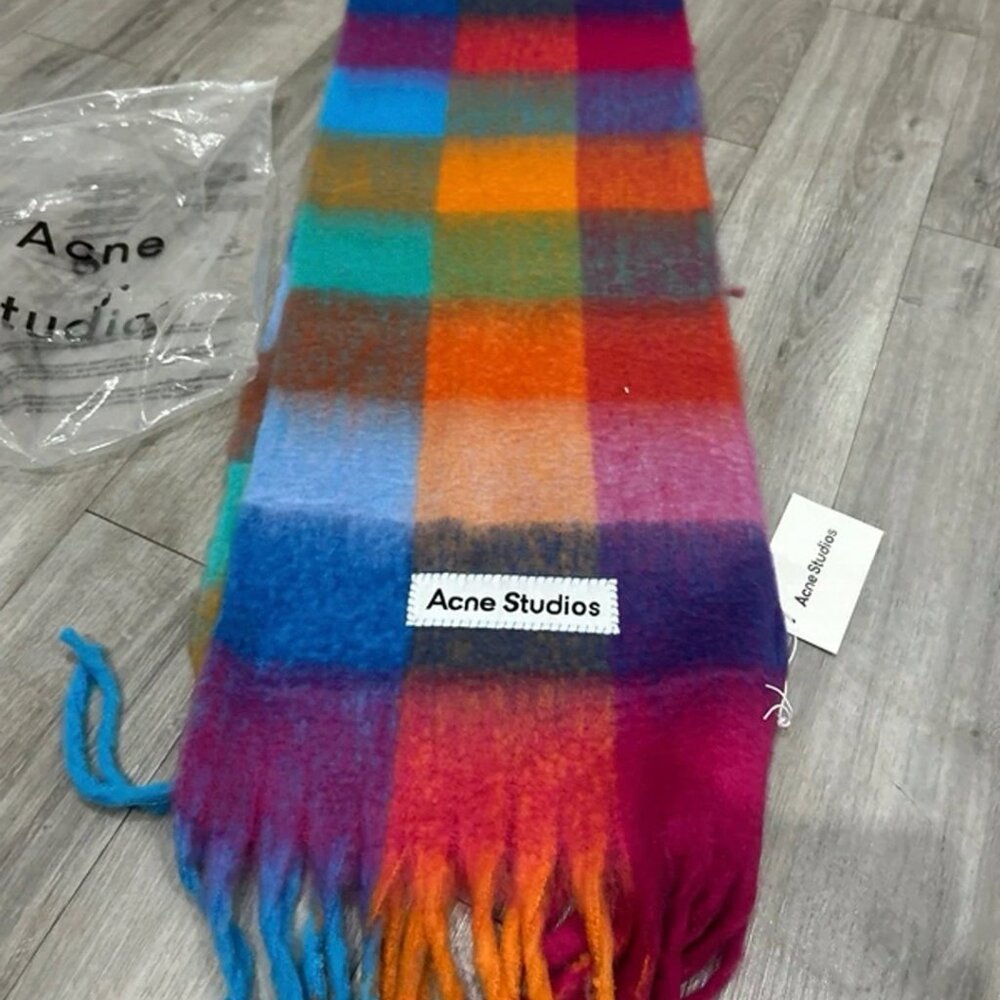 Acne Studios Multicolor Checked Wool Scarf